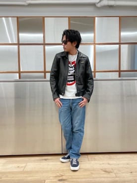 「コラボレーション」｜「アイテム（その他アウター）」を使った、京都くんさん（メンズ・172cm）の冬コーディネート