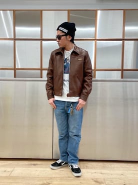 「コラボレーション」｜「アイテム（その他アウター）」を使った、京都くんさん（メンズ・172cm）の冬コーディネート
