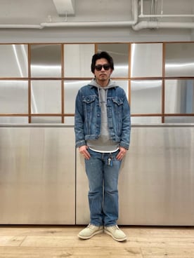 「ブーツコーデ」｜「アイテム（デニムジャケット）」を使った、京都くんさん（メンズ・172cm）の冬コーディネート