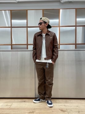 「コラボレーション」｜「アイテム（その他アウター）」を使った、京都くんさん（メンズ・172cm）の冬コーディネート