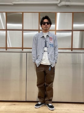 「ロンt」｜「アイテム（その他アウター）」を使った、京都くんさん（メンズ・172cm）の春コーディネート