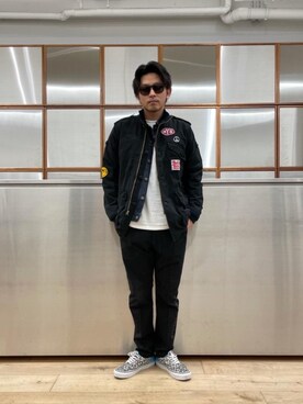 「ロンt」｜「アイテム（デニムジャケット）」を使った、京都くんさん（メンズ・172cm）の春コーディネート
