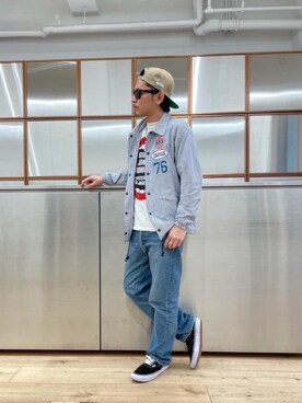 「ロンt」｜「アイテム（その他アウター）」を使った、京都くんさん（メンズ・172cm）の春コーディネート