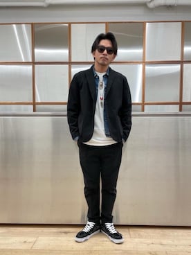 「ロンt」｜「アイテム（デニムジャケット）」を使った、京都くんさん（メンズ・172cm）の春コーディネート