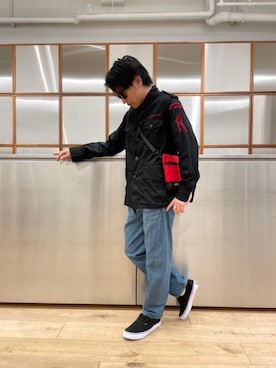 「でにむ」｜「アイテム（ミリタリージャケット）」を使った、京都くんさん（メンズ・172cm）の春コーディネート
