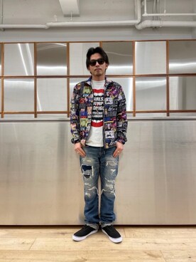 「でにむ」｜「アイテム（ナイロンジャケット）」を使った、京都くんさん（メンズ・172cm）の春コーディネート