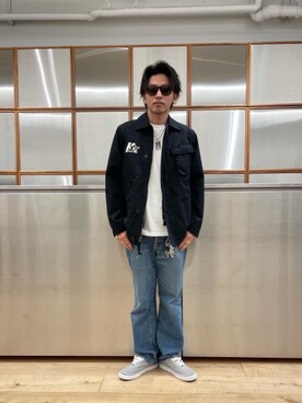 「でにむ」｜「アイテム（ミリタリージャケット）」を使った、京都くんさん（メンズ・172cm）の春コーディネート