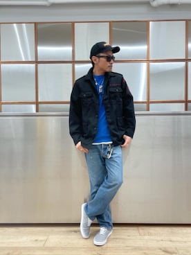 「でにむ」｜「アイテム（ミリタリージャケット）」を使った、京都くんさん（メンズ・172cm）の夏コーディネート