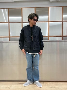 「でにむ」｜「アイテム（ミリタリージャケット）」を使った、京都くんさん（メンズ・172cm）の夏コーディネート