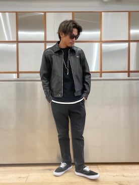 「ライダースコーデ」｜「アイテム（その他アウター）」を使った、京都くんさん（メンズ・172cm）の夏コーディネート