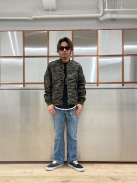 「でにむ」｜「アイテム（ミリタリージャケット）」を使った、京都くんさん（メンズ・172cm）の夏コーディネート