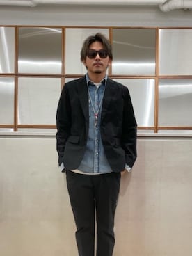 「デニムシャツ」｜「アイテム（その他アウター）」を使った、京都くんさん（メンズ・172cm）の秋コーディネート