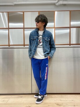 「ロンt」｜「アイテム（デニムジャケット）」を使った、京都くんさん（メンズ・172cm）の秋コーディネート