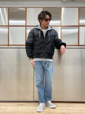 「90'sコーデ」｜「アイテム（MA-1）」を使った、京都くんさん（メンズ・172cm）の秋コーディネート