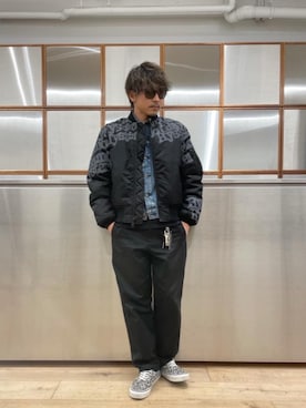 「90'sコーデ」｜「アイテム（MA-1）」を使った、京都くんさん（メンズ・172cm）の秋コーディネート
