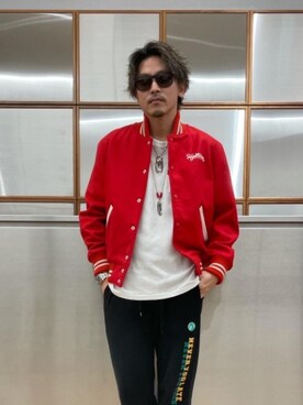 「らふこーで」｜「アイテム（スタジャン）」を使った、京都くんさん（メンズ・172cm）の秋コーディネート