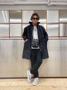 「コラボレーション」｜「アイテム（その他アウター）」を使った、京都くんさん（メンズ・172cm）の秋コーディネート