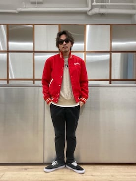 「90'sコーデ」｜「アイテム（スタジャン）」を使った、京都くんさん（メンズ・172cm）の秋コーディネート