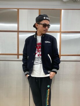 「90'sコーデ」｜「アイテム（スタジャン）」を使った、京都くんさん（メンズ・172cm）の秋コーディネート