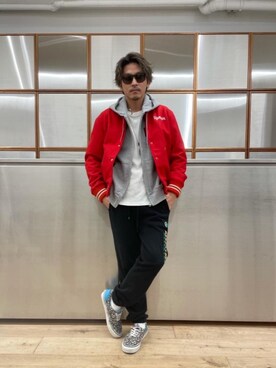 「90'sコーデ」｜「アイテム（スタジャン）」を使った、京都くんさん（メンズ・172cm）の秋コーディネート