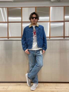 「ロンt」｜「アイテム（デニムジャケット）」を使った、京都くんさん（メンズ・172cm）の秋コーディネート