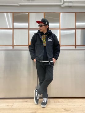 「90'sコーデ」｜「アイテム（ナイロンジャケット）」を使った、京都くんさん（メンズ・172cm）の冬コーディネート