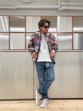 「コラボレーション」｜「アイテム（ブルゾン）」を使った、京都くんさん（メンズ・172cm）の冬コーディネート