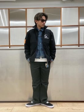 「90'sコーデ」｜「アイテム（ナイロンジャケット）」を使った、京都くんさん（メンズ・172cm）の冬コーディネート