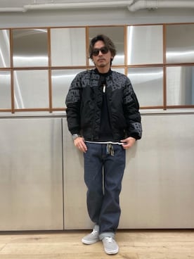 「90'sコーデ」｜「アイテム（MA-1）」を使った、京都くんさん（メンズ・172cm）の冬コーディネート