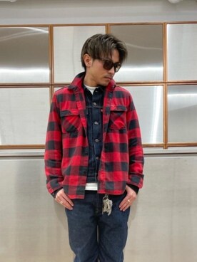 「ロンt」｜「アイテム（デニムジャケット）」を使った、京都くんさん（メンズ・172cm）の冬コーディネート