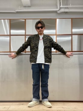 「でにむ」｜「アイテム（ミリタリージャケット）」を使った、京都くんさん（メンズ・172cm）の冬コーディネート