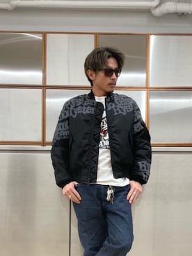 「HYSTERIC GLAMOUR（ヒステリックグラマー）のアイテム（MA-1）」を使った、京都くんさん（メンズ・172cm）の冬コーディネート