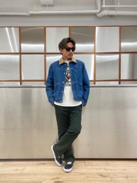 「でにむ」｜「アイテム（チノパンツ）」を使った、京都くんさん（メンズ・172cm）の冬コーディネート
