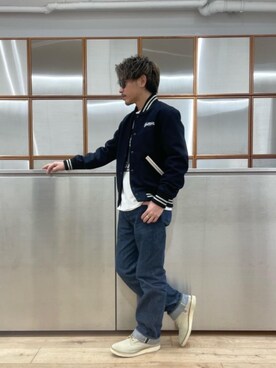 「90'sコーデ」｜「アイテム（スタジャン）」を使った、京都くんさん（メンズ・172cm）の冬コーディネート