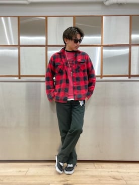 ピンク系のアイテムを使った ネルシャツ のメンズ人気ファッションコーディネート Wear