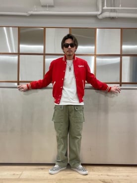 「90'sコーデ」｜「アイテム（スタジャン）」を使った、京都くんさん（メンズ・172cm）の冬コーディネート