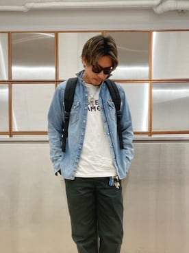 「でにむ」｜「アイテム（チノパンツ）」を使った、京都くんさん（メンズ・172cm）の冬コーディネート