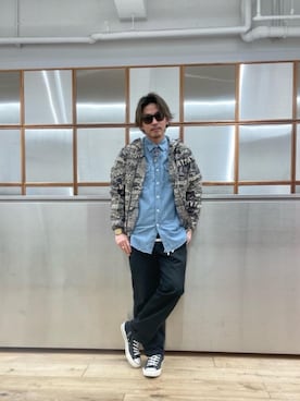 「長袖シャツ」｜「アイテム（ブルゾン）」を使った、京都くんさん（メンズ・172cm）の春コーディネート