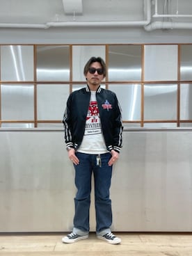 「90'sコーデ」｜「アイテム（ブルゾン）」を使った、京都くんさん（メンズ・172cm）の春コーディネート
