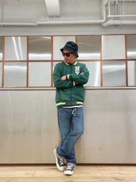「でにむ」｜「アイテム（ジャージ）」を使った、京都くんさん（メンズ・172cm）の春コーディネート