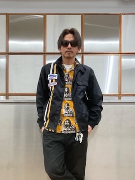 「半袖シャツ」｜「アイテム（ナイロンジャケット）」を使った、京都くんさん（メンズ・172cm）の春コーディネート