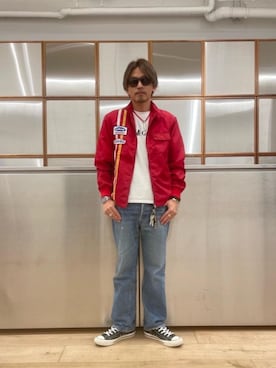「でにむ」｜「アイテム（ナイロンジャケット）」を使った、京都くんさん（メンズ・172cm）の春コーディネート
