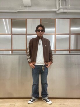 「コラボレーション」｜「アイテム（その他アウター）」を使った、京都くんさん（メンズ・172cm）の秋コーディネート