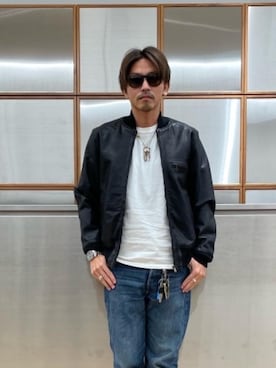 「ライダースコーデ」｜「アイテム（ブルゾン）」を使った、京都くんさん（メンズ・172cm）の秋コーディネート