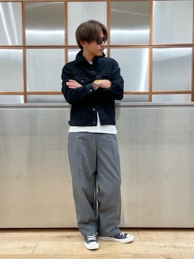 「らふこーで」｜「アイテム（デニムジャケット）」を使った、京都くんさん（メンズ・172cm）の秋コーディネート