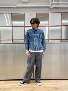 「らふこーで」｜「アイテム（デニムジャケット）」を使った、京都くんさん（メンズ・172cm）の秋コーディネート