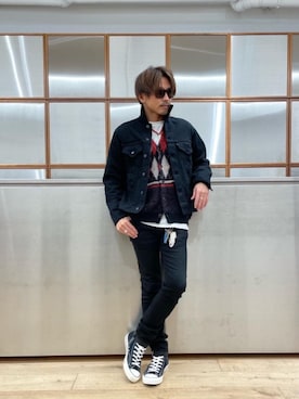 「らふこーで」｜「アイテム（デニムジャケット）」を使った、京都くんさん（メンズ・172cm）の秋コーディネート