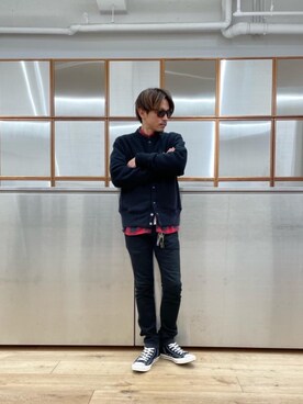 「スキニー」｜「アイテム（その他アウター）」を使った、京都くんさん（メンズ・172cm）の冬コーディネート