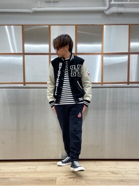 「らふこーで」｜「アイテム（スタジャン）」を使った、京都くんさん（メンズ・172cm）の冬コーディネート