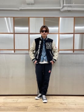 「でにむ」｜「アイテム（スタジャン）」を使った、京都くんさん（メンズ・172cm）の冬コーディネート